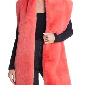 Open edit Coral Faux Fur Wrap
